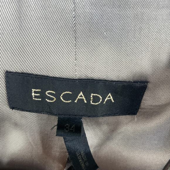 Escada Suit Womens 34 / M Gray Pure New Wool Floral Embroidered Jacket Pants Set - Picture 5 of 16